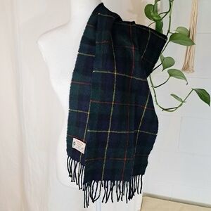 Vintage Highland Home Lambswool Scottish Tartan Plaid Fringe Scarf 52"